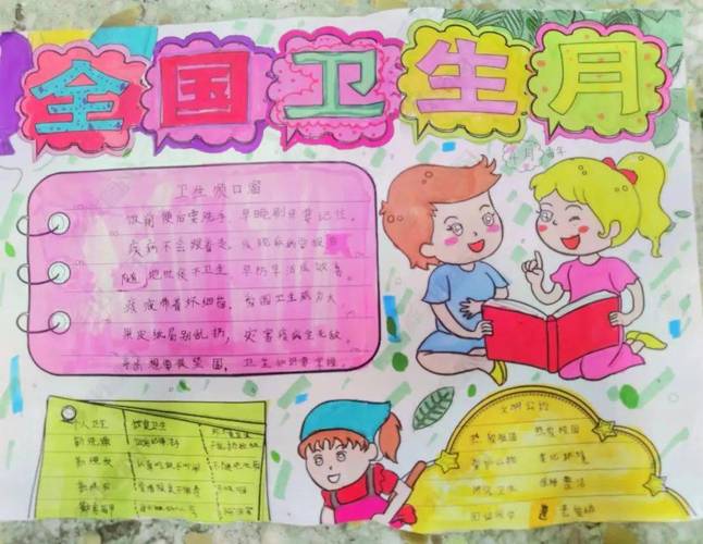蓓蕾班二年级下爱国卫生月手抄报