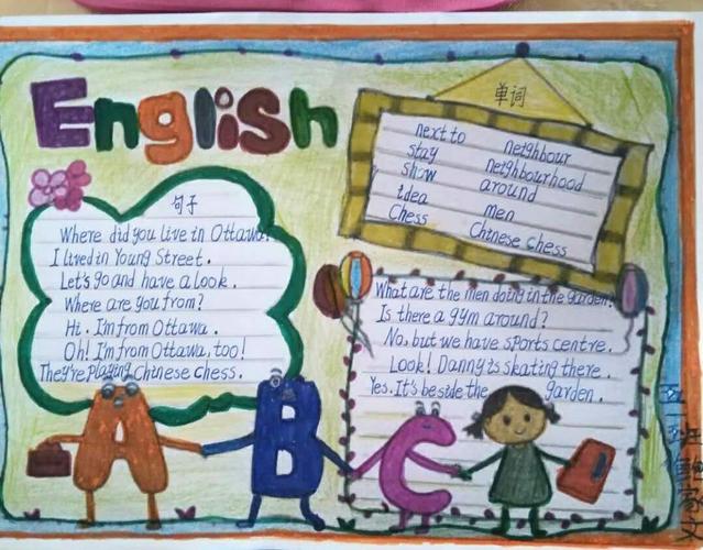 线上竞技 各绽风采 五年级举行线上英语手抄报比赛