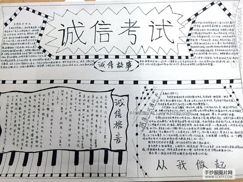 关于 诚信考试 的黑白手抄报图片