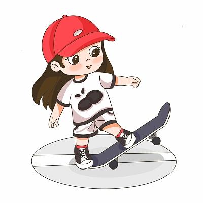 健身滑板少儿健身运动卡通滑板班海报蓝色卡通秋季运动会小报手抄报w