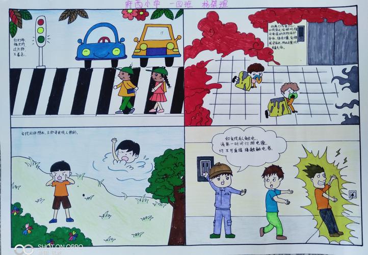 童心绘安全 健康伴成长 府西小学消防 交通安全绘画手抄报展