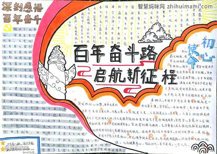 风雨路百年兴建党100周年手抄报百年奋斗路起航新征程手抄报获奖作品