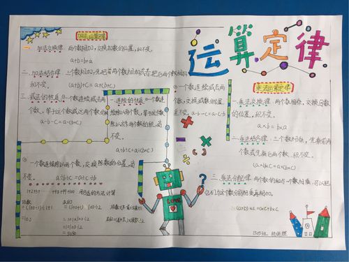 1505班数学第四单元《运算定律》优秀手抄报展示