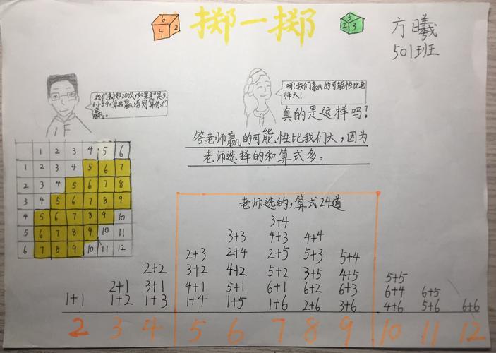 在廖老师的引导下结合学习内容完成数学掷一掷手抄报