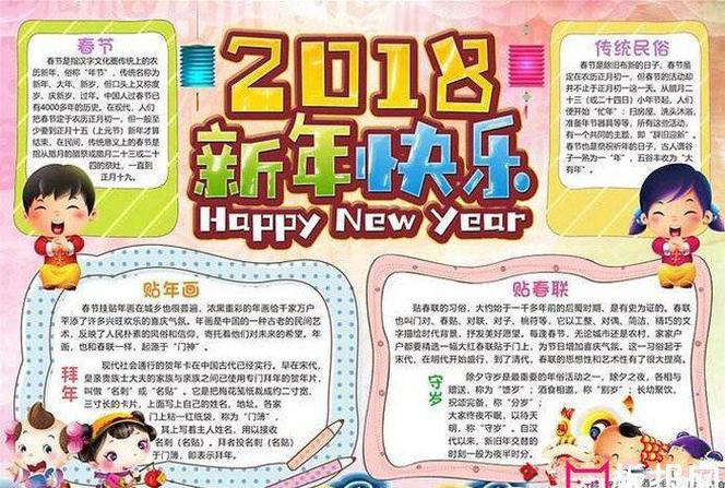 贺新春小学生喜迎新年手抄报图片2024新年手抄报简单又漂亮2024年关于