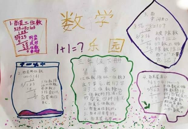三年级数学下册一单元手抄报图片