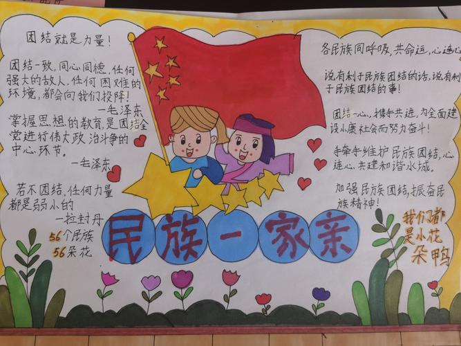 小学汉语组《民族团结一家亲》主题手抄报活动