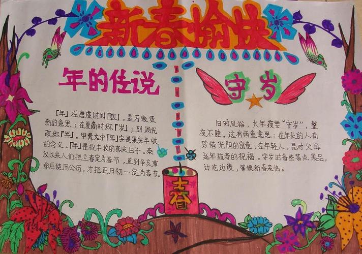 208年春节传说的手抄报羊年春节手抄报