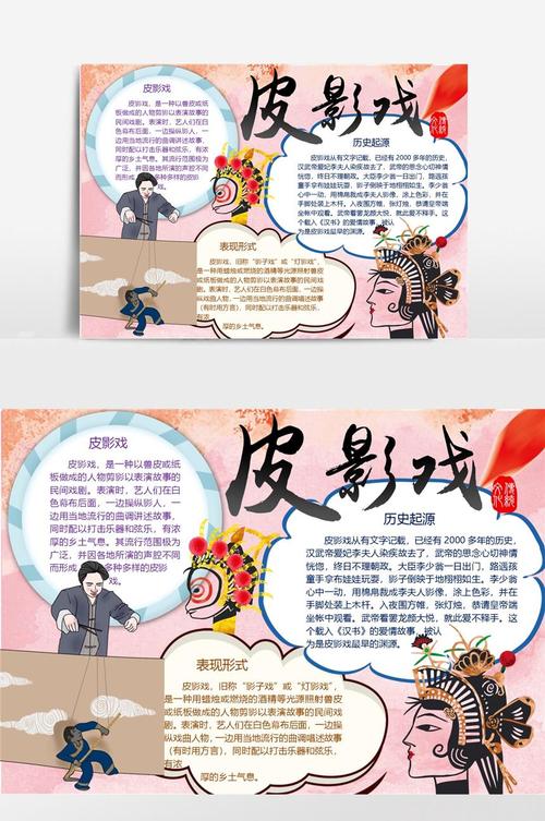 中国文化皮影戏小报手抄报模板