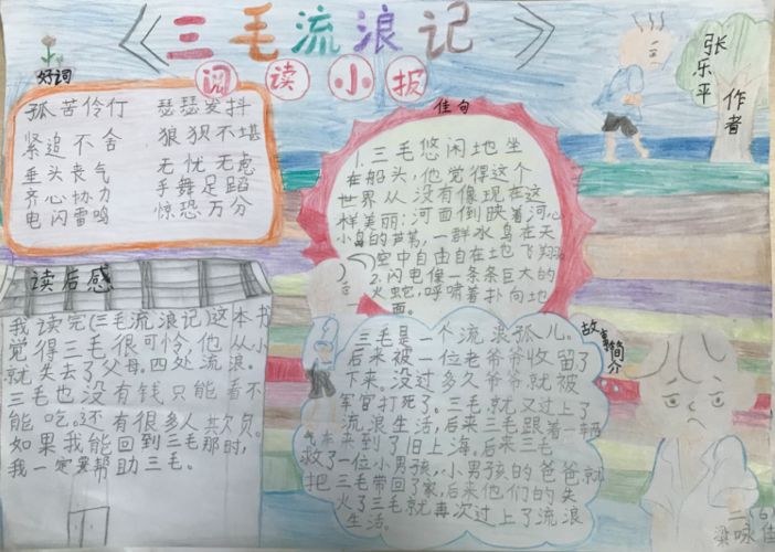 三毛流浪记手抄报图片三年级