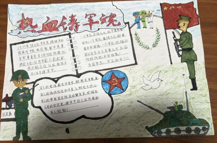 手绘手抄报 致敬中国军人