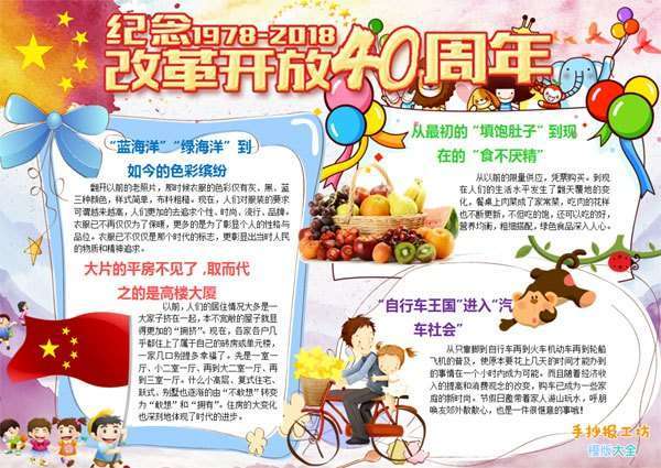 歌颂改革开放30周年手抄报资料