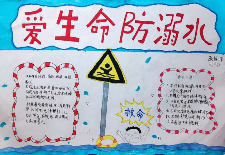 七 7 班防溺水手抄报