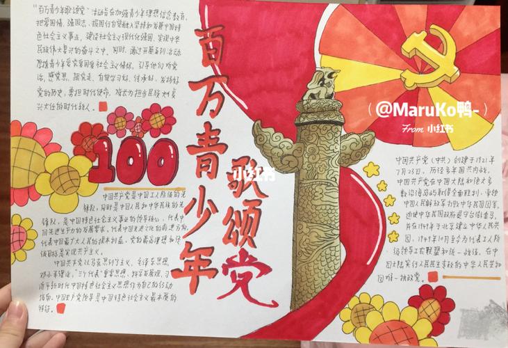 百万青少年歌颂党手抄报爱国
