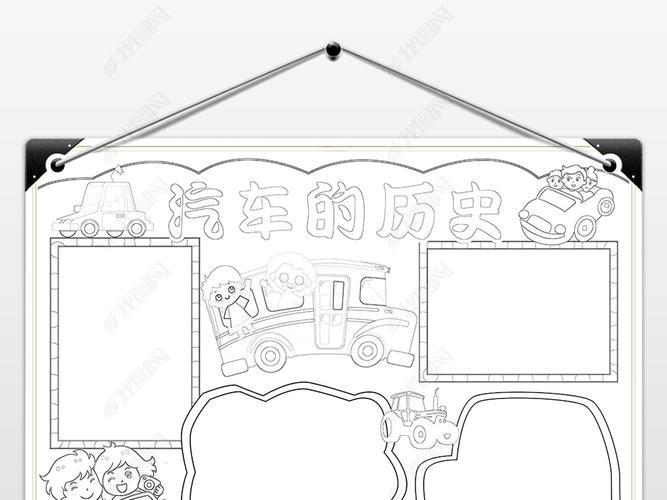 汽车博物馆小报科普展览汽车历史参观手抄报素材