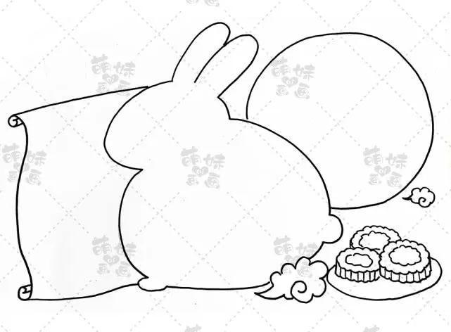 部分留作写步骤讲解中秋节月饼嫦娥和玉兔简笔画元素画到手抄报上吧