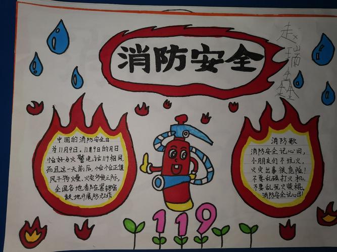 向日葵班 消防安全记心间 手抄报展评