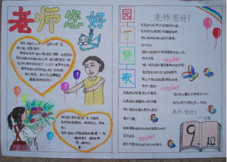 老师我爱你手抄报我的好老师手抄报简单又漂亮 英语教师节手抄报简单