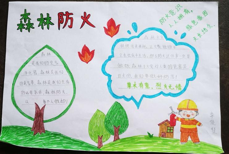 护林防火人人有责二年级的手抄报二年级的手抄报