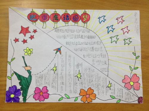 在十一假期我们制作了国庆主题的手抄报 不得不说 孩子们的绘画水平都