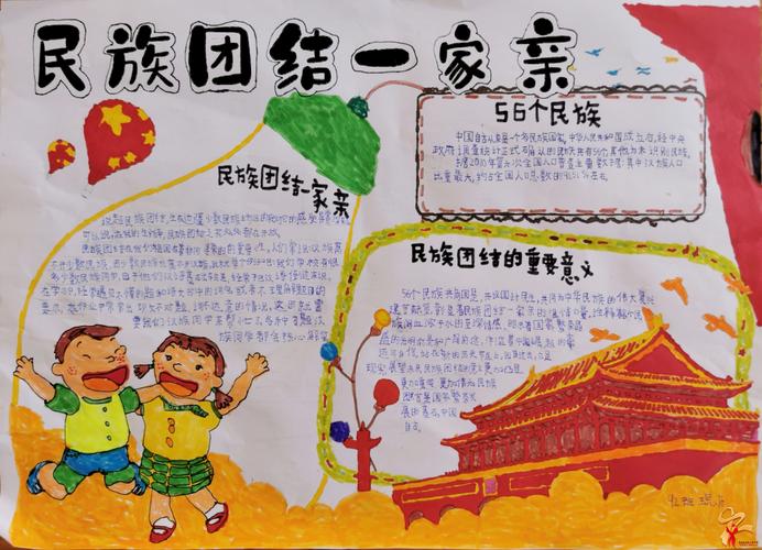 民族团结一家亲 南涧县示范小学92班民族团结手抄报制作活动