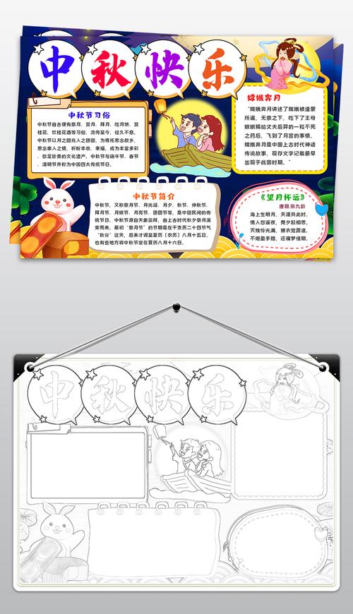 中秋节小报八月十五传统节日电子手抄报模板