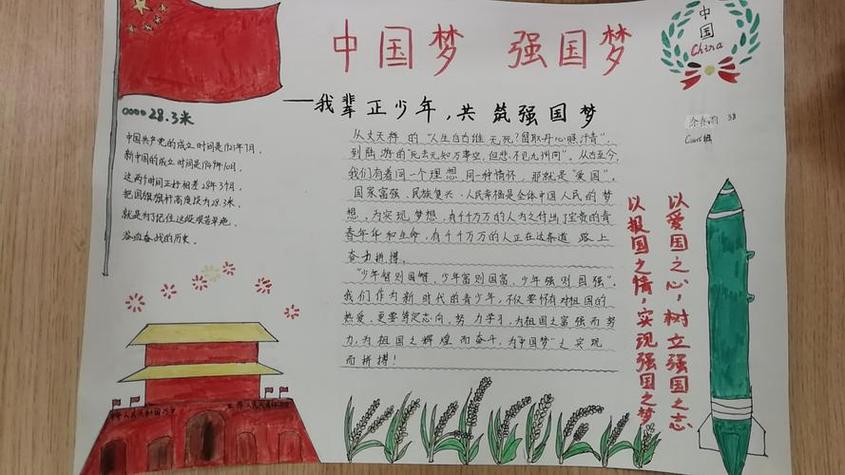 强国梦手抄报怎么画中国梦主题小学生手抄报作品欣赏中国梦强国梦