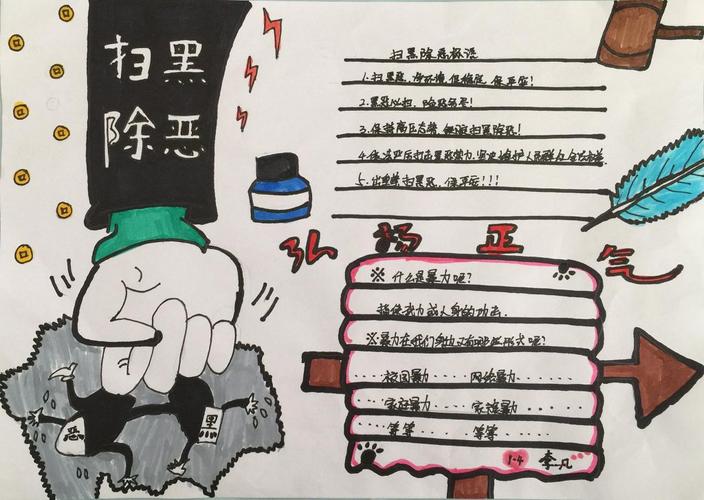 扫黑除恶手抄报图片大全 黑恶不除国无宁日