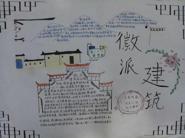 手抄报 大学生手抄报 正文 徽州建筑特色徽派建筑简单的手抄报高一