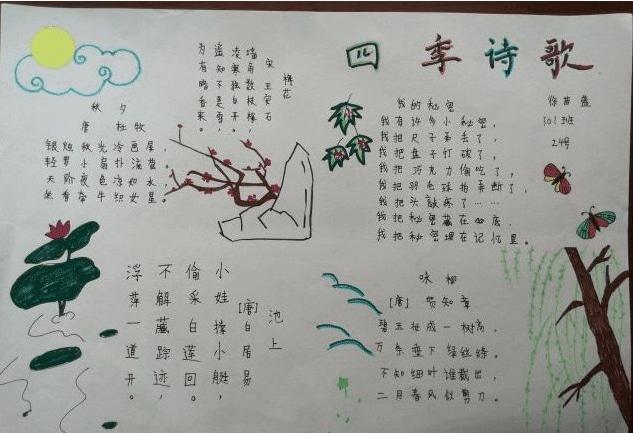 小学生古诗配画手抄报图片 竹外桃花三两枝