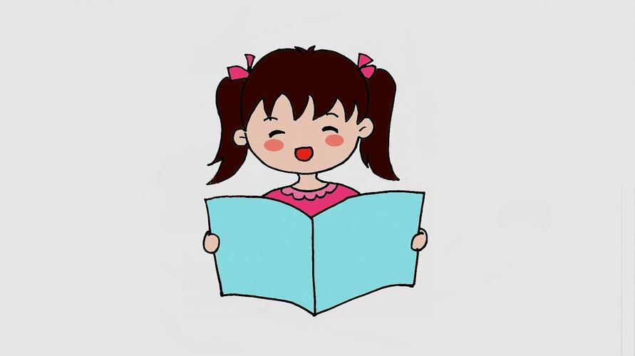 学画看书的小女孩 快点画在手抄报或手账里吧