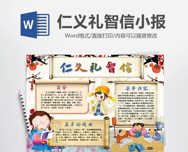 仁义礼智信的手抄报大全 关于仁义的手抄报图片 以仁义为主题的手抄报
