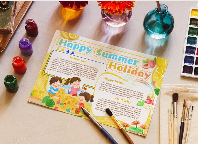 happysummerholiday快乐过暑假英文手抄报模板