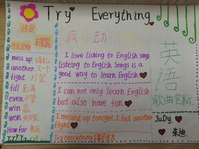 思维拓展英语歌曲赏析手抄报创作展