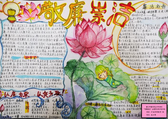 2024年 敬廉崇洁 主题学生手抄报获奖作品展示 部分