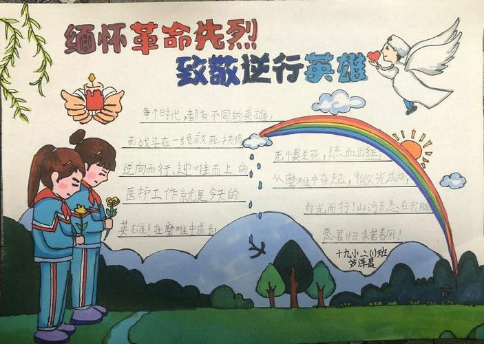 哀悼抗疫英烈手抄报关于英烈的手抄报