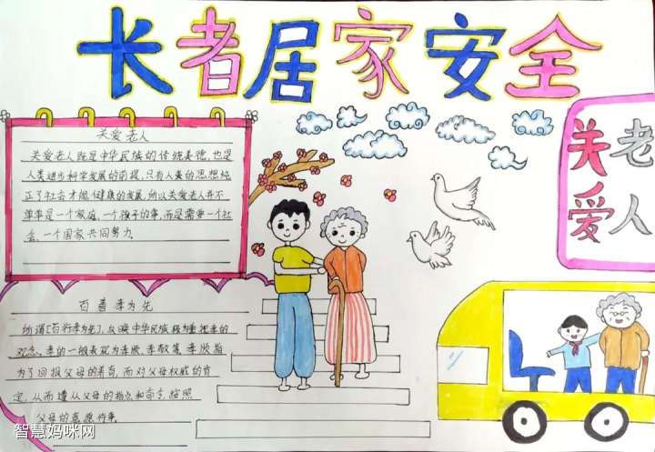 老人居家安全主题手抄报图片