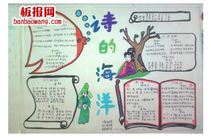 诗海拾贝手抄报:诗的海洋