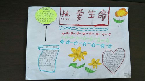 王村学区--吴各庄小学四年级--以 热爱生命 为主题的手抄报