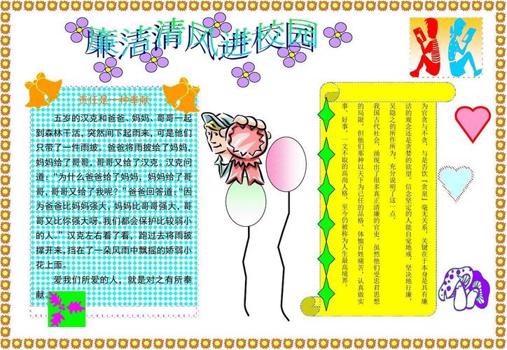 所有分类 小学教育 语文 一年级语文 廉洁清风进校园手抄报1