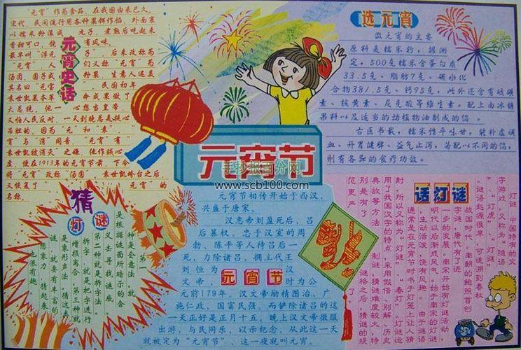 元宵节手抄报图片三年级元宵节画手抄报元宵节手抄报2024年小学生元宵