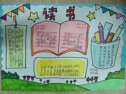 清丰县明月湖小学五年级部 书香伴我成长 读书手抄报活动