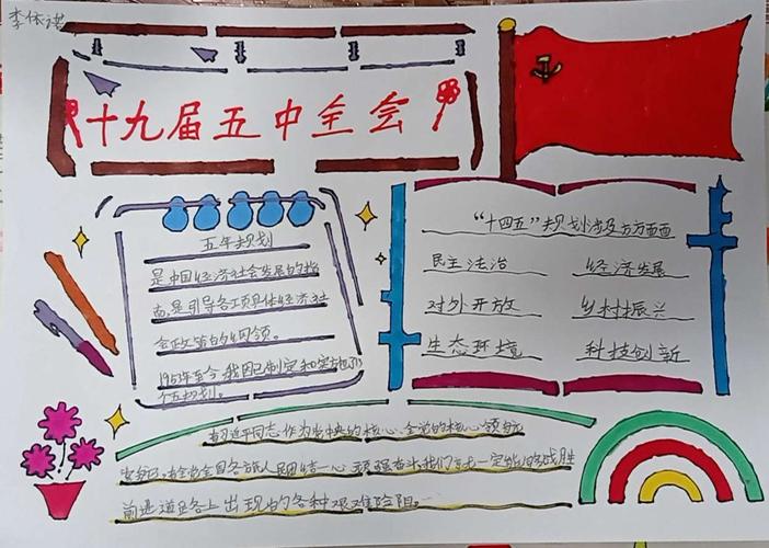 三二班学习十九届五中全会精神手抄报