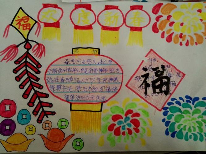 手抄报可以贴春联手抄报对联贺新年手抄报模板舞狮庆春节手抄报内容