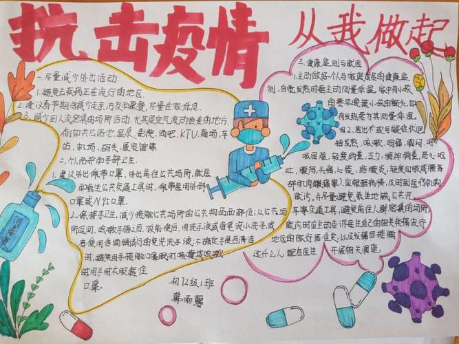 万众一心抗击疫情小学生手抄报