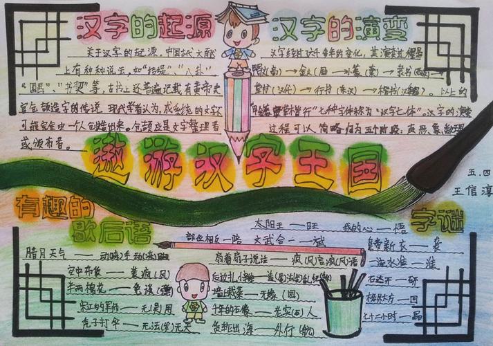遨游汉字王国手抄报图片欣赏 遨游汉字王国手抄报图片欣赏