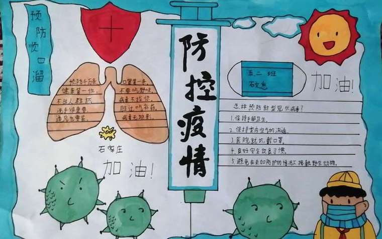 手抄报展科学防疫我们在行动东湖小学一年级预防新型肺炎疫情手抄报展