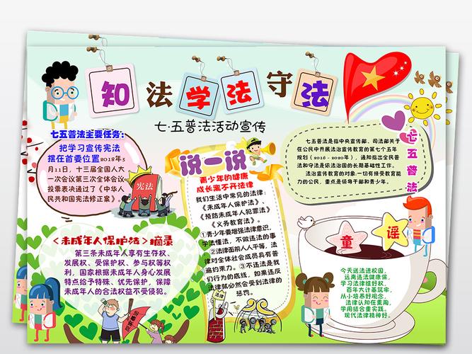 ps七五普法小报法律法规教育安全小报手抄报素材模板 ps七五普法小报法律法规教育安全小报手抄报素材模板
