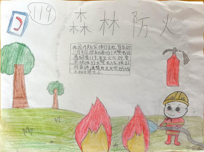 森林防火 有你有我 河东镇大嵩小学手抄报评比比赛