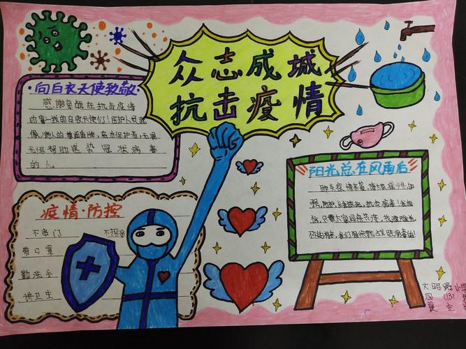 在这期间我们也通过:手抄报 绘画 作文等形式来表达我们对逆行者们